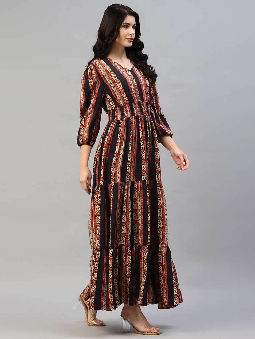 women printed puff sleeve tiered dress - 22106150 -  Standard Image - 1