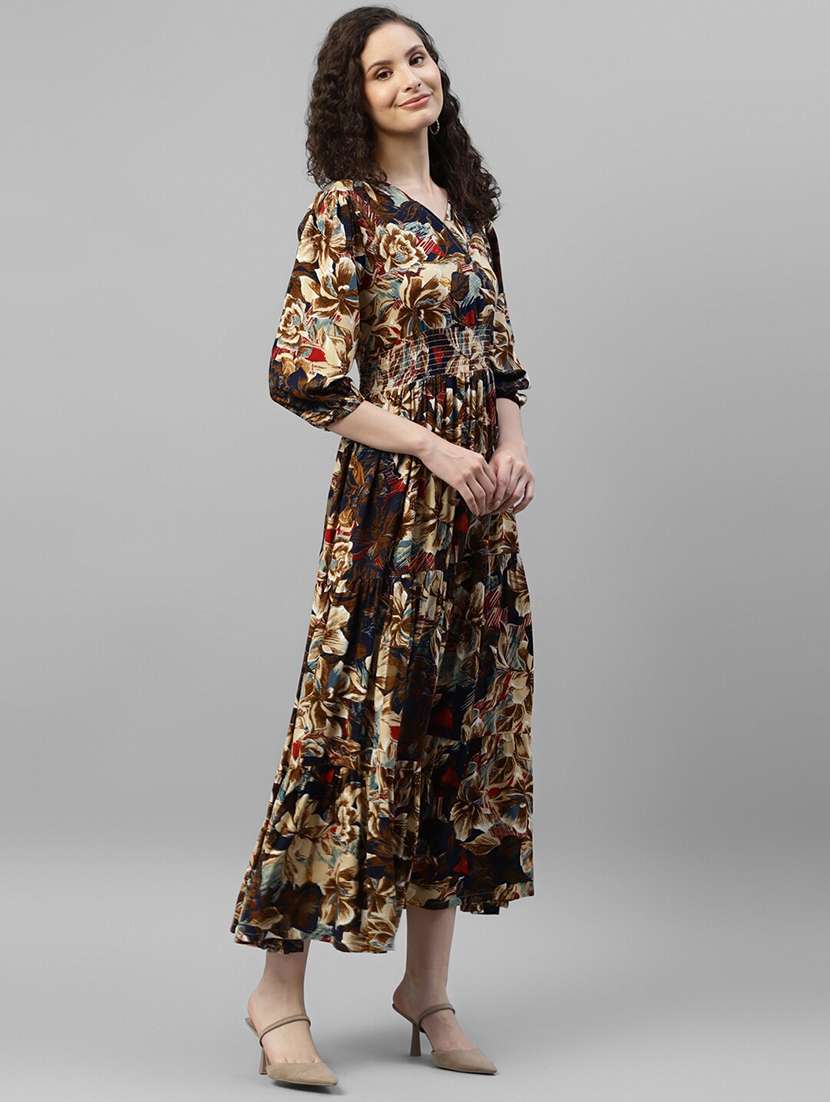 women printed puff sleeve tiered dress - 22106160 -  Standard Image - 1