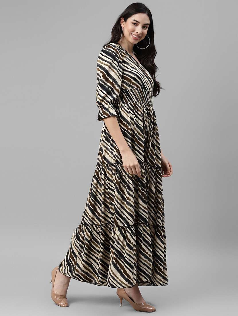 women printed puff sleeve tiered dress - 22106169 -  Standard Image - 1