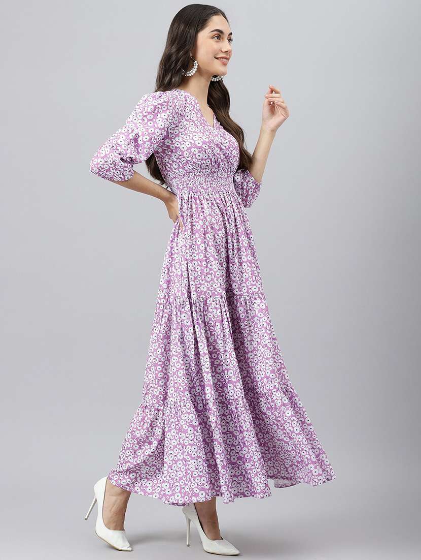 women printed puff sleeve tiered dress - 22106170 -  Standard Image - 1