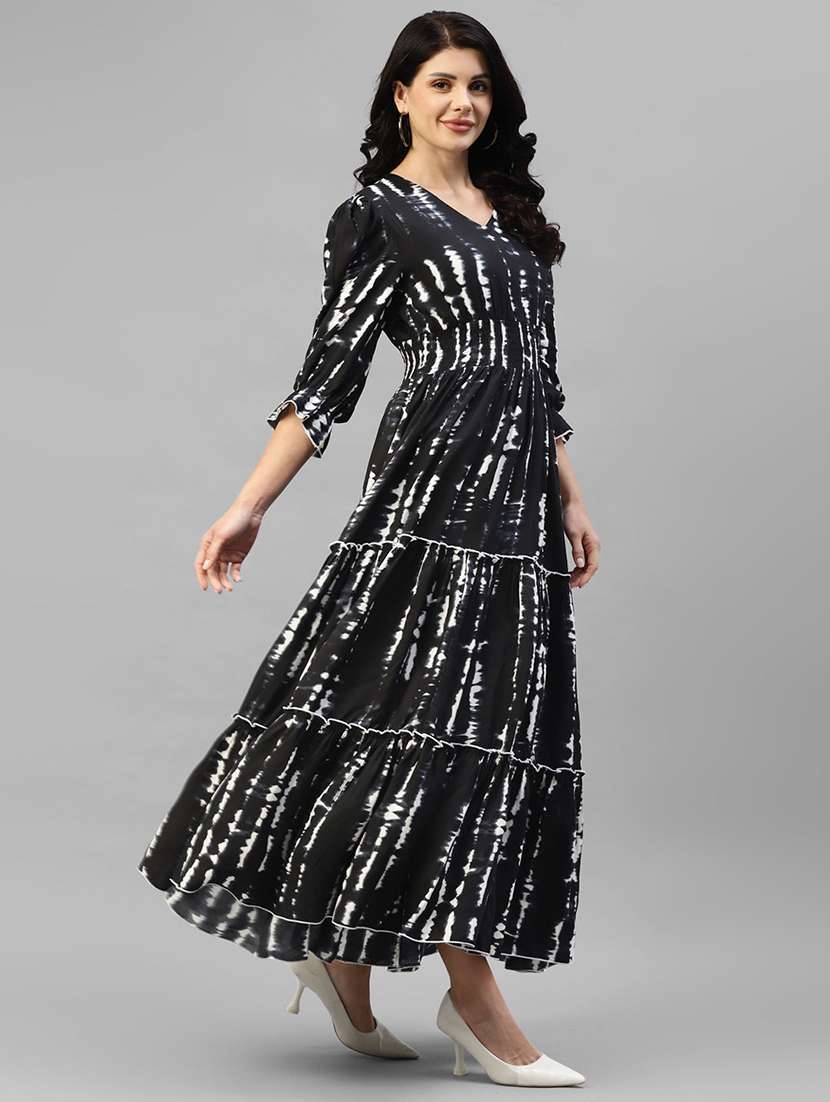 women printed puff sleeve tiered dress - 22106180 -  Standard Image - 1