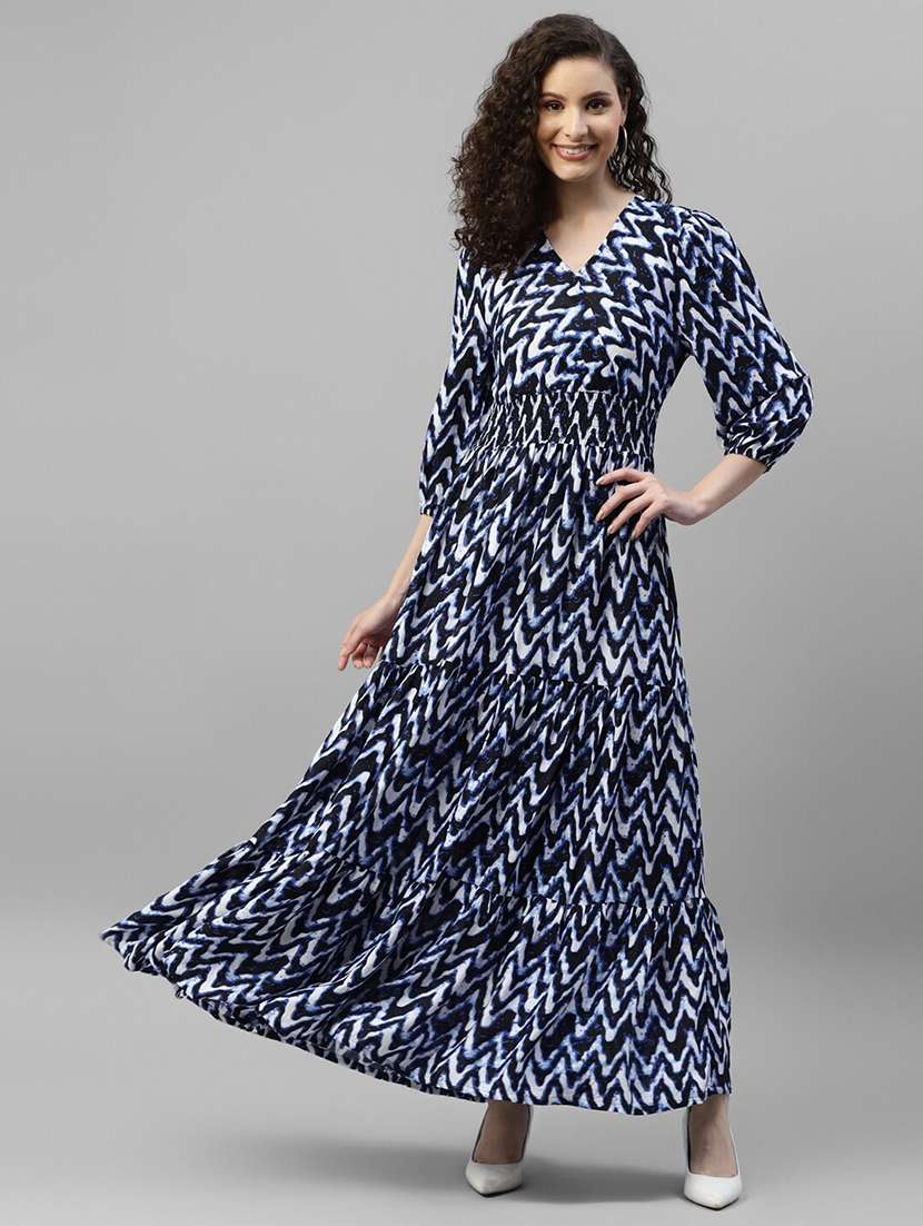 women printed puff sleeve tiered dress - 22106205 - Zoom Image - 0
