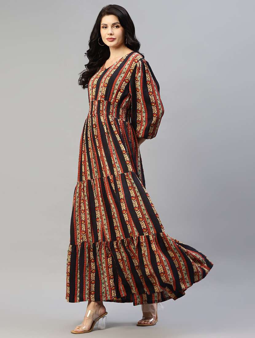 women printed puff sleeve tiered dress - 22106208 -  Standard Image - 1