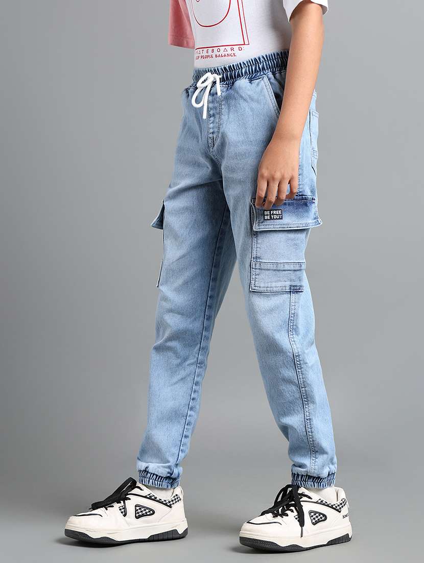 boys solid mid rise cargo - 22106303 -  Standard Image - 1