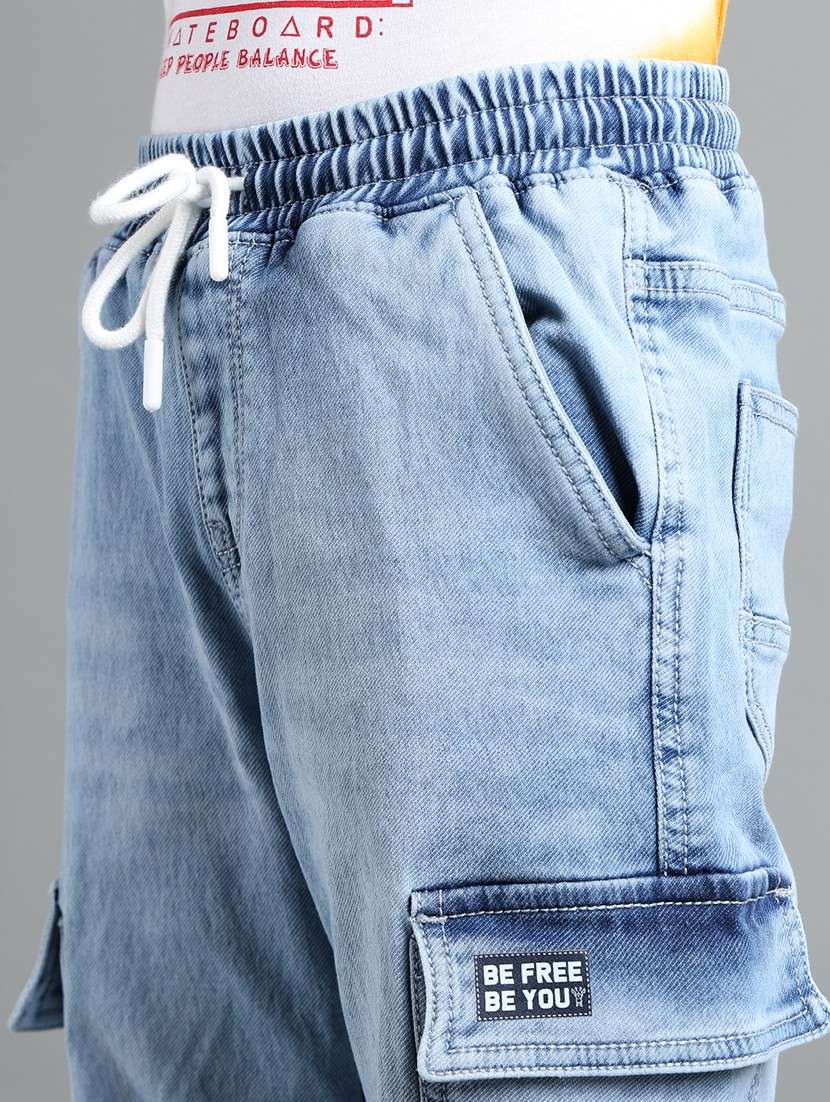 boys solid mid rise cargo - 22106303 -  Standard Image - 4