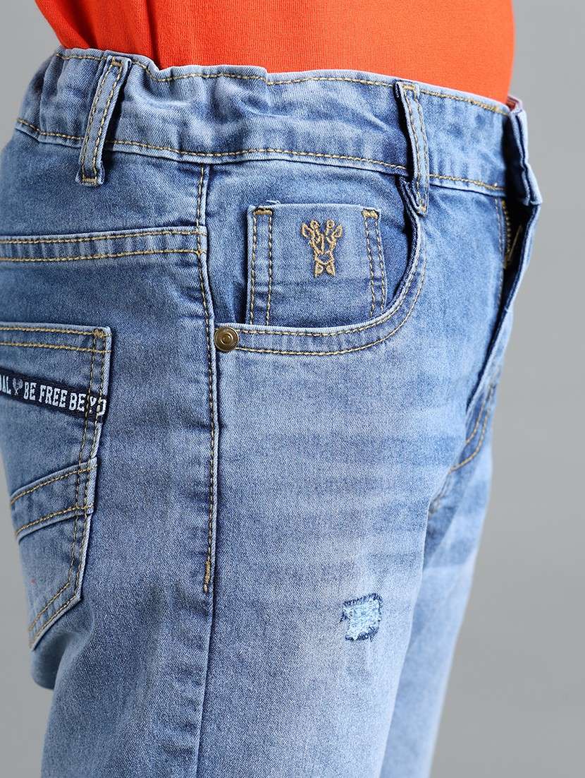 boys solid distressed slim fit jeans - 22106304 -  Standard Image - 4