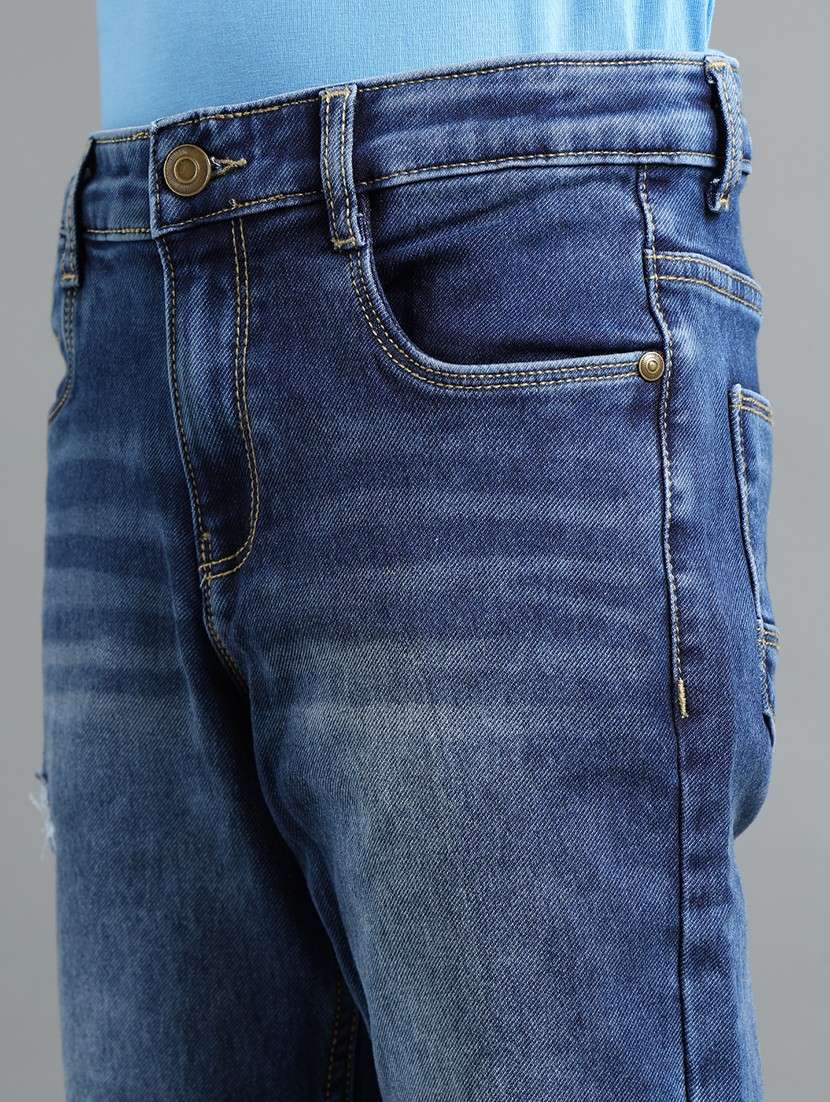boys solid distressed slim fit jeans - 22106306 -  Standard Image - 4
