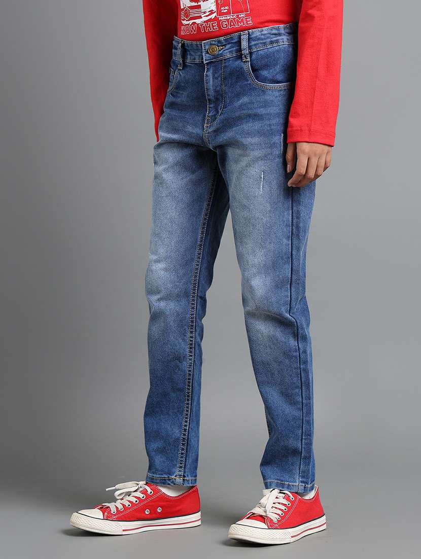 boys solid mid rise slim fit jeans - 22106308 -  Standard Image - 1