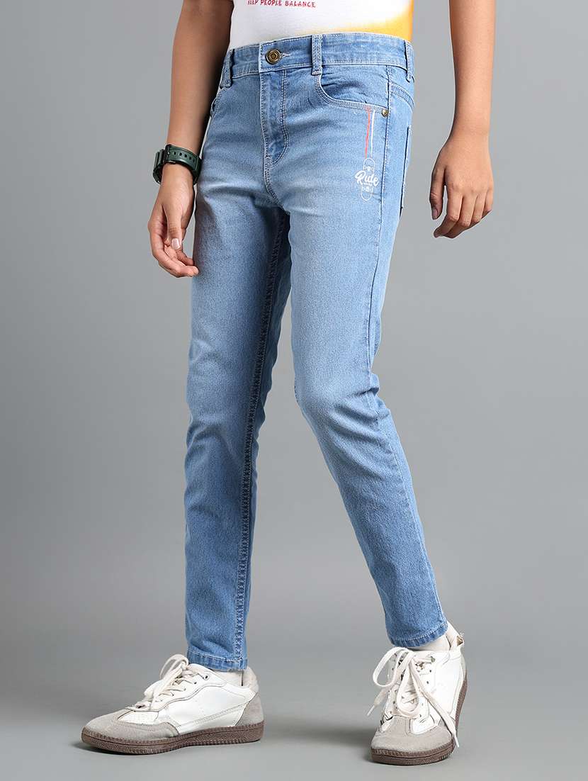 boys solid mid rise slim fit jeans - 22106311 -  Standard Image - 1