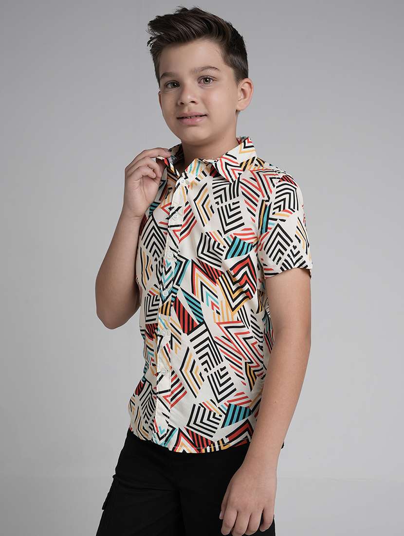 boys printed short sleeve collared shirt - 22106316 - Standard Image - 1