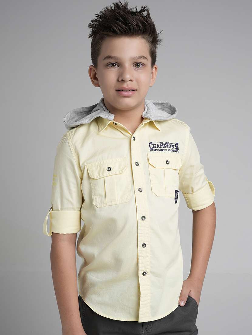 boys hooded long sleeve regular fit shirt - 22106319 -  Standard Image - 1
