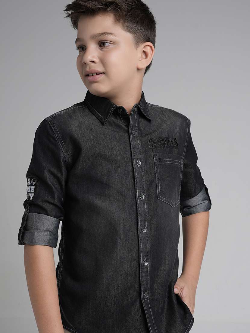 boys collared long sleeve regular fit shirt - 22106321 -  Standard Image - 1