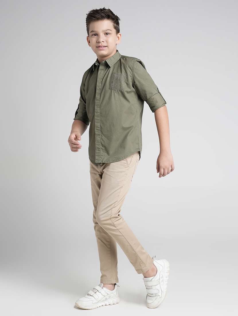 boys solid long sleeve collared shirt - 22106322 -  Standard Image - 4
