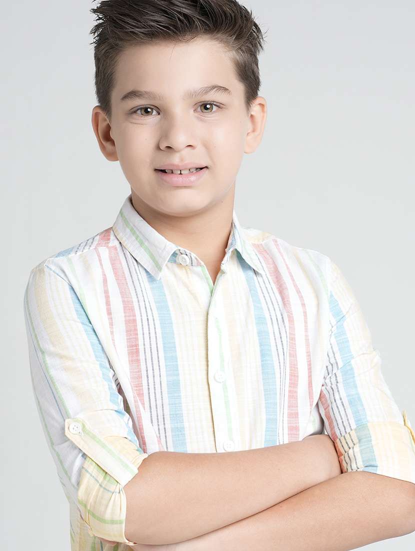 boys striped long sleeve collared shirt - 22106326 -  Standard Image - 1