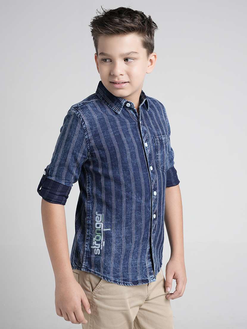 boys collared long sleeve regular fit shirt - 22106329 -  Standard Image - 1