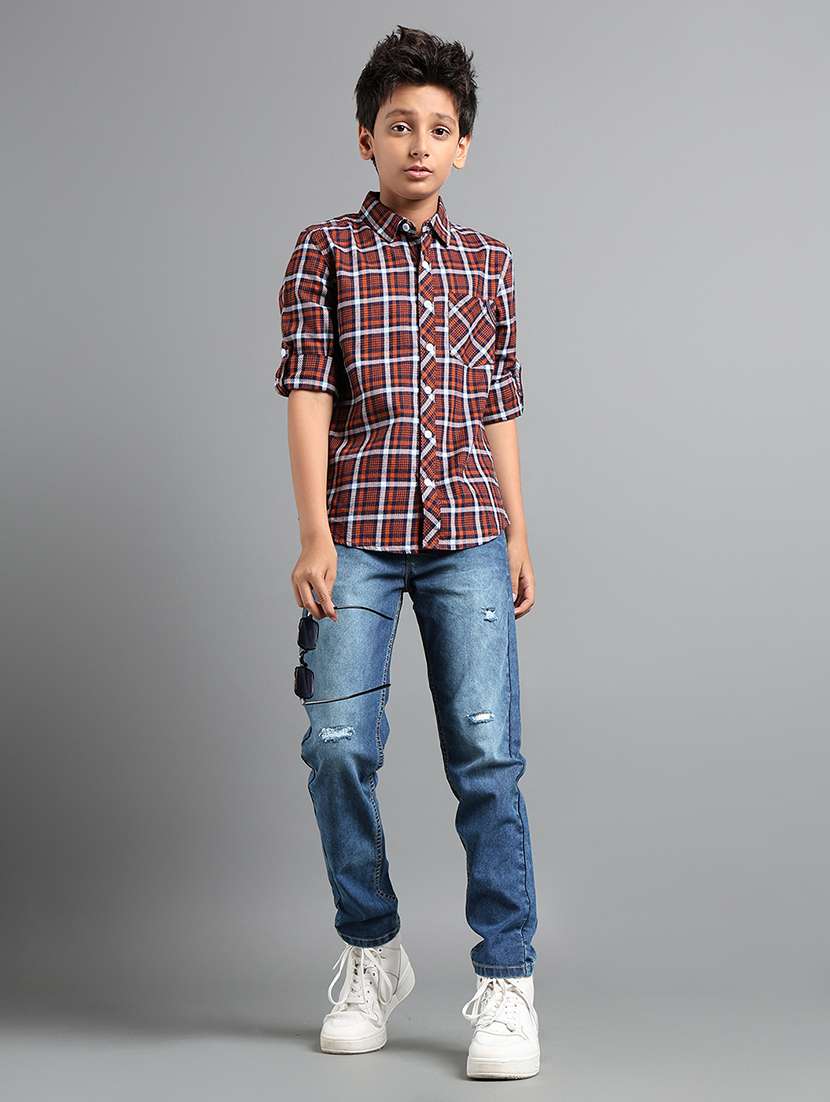 boys checkered long sleeve collared shirt - 22106332 -  Standard Image - 4