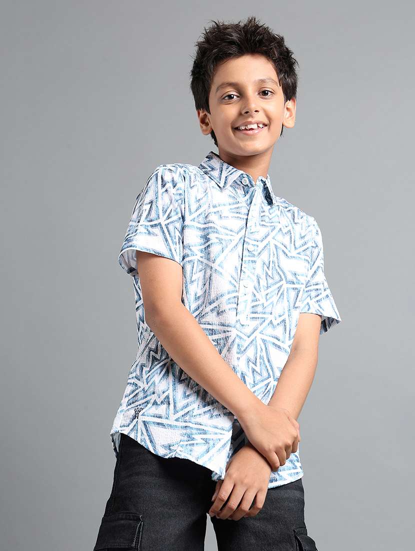 boys printed short sleeve collared shirt - 22106337 -  Standard Image - 1