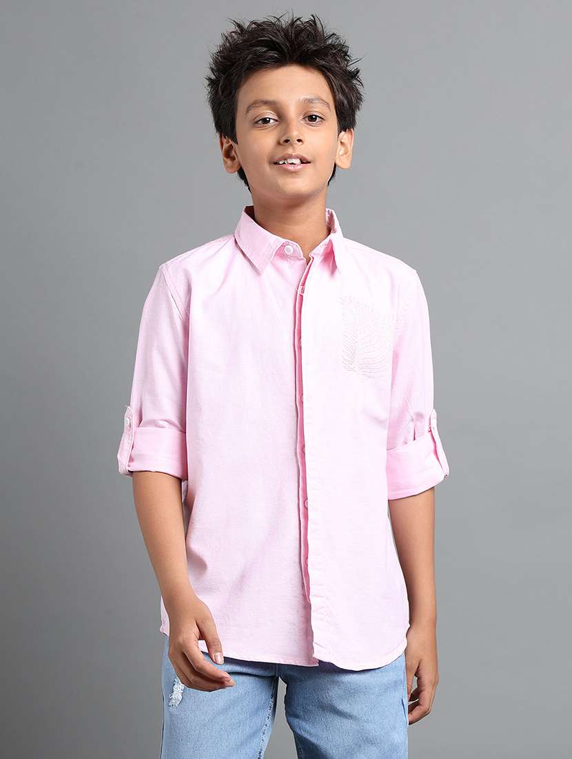 boys solid long sleeve collared shirt - 22106338 - Standard Image - 1
