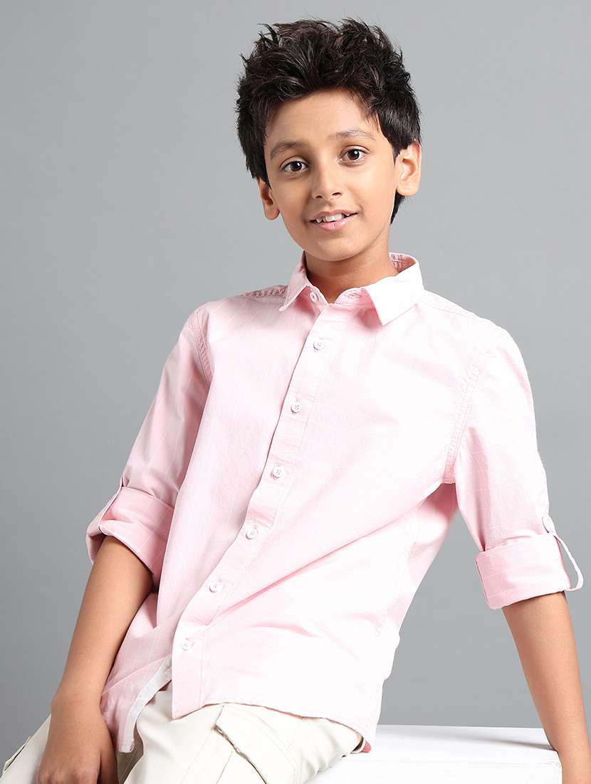 boys solid long sleeve collared shirt - 22106339 -  Standard Image - 1