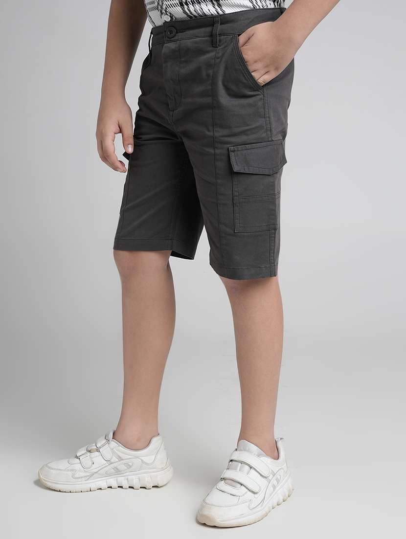 boys solid mid rise cargo shorts  - 22106341 -  Standard Image - 1