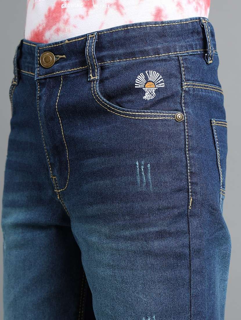 boys solid mid rise denim shorts - 22106345 -  Standard Image - 4