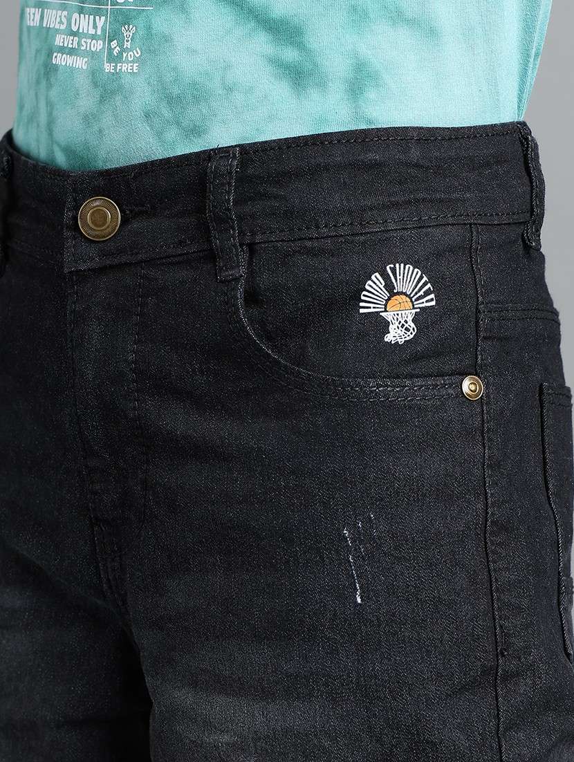 boys solid mid rise denim shorts - 22106346 - Standard Image - 4