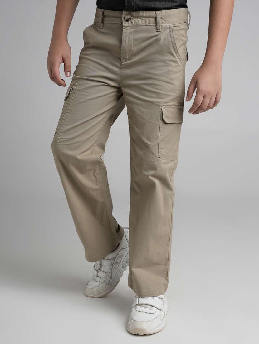 boys solid mid rise cargo - 22106349 -  Standard Image - 1