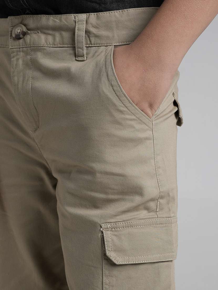 boys solid mid rise cargo - 22106349 -  Standard Image - 4