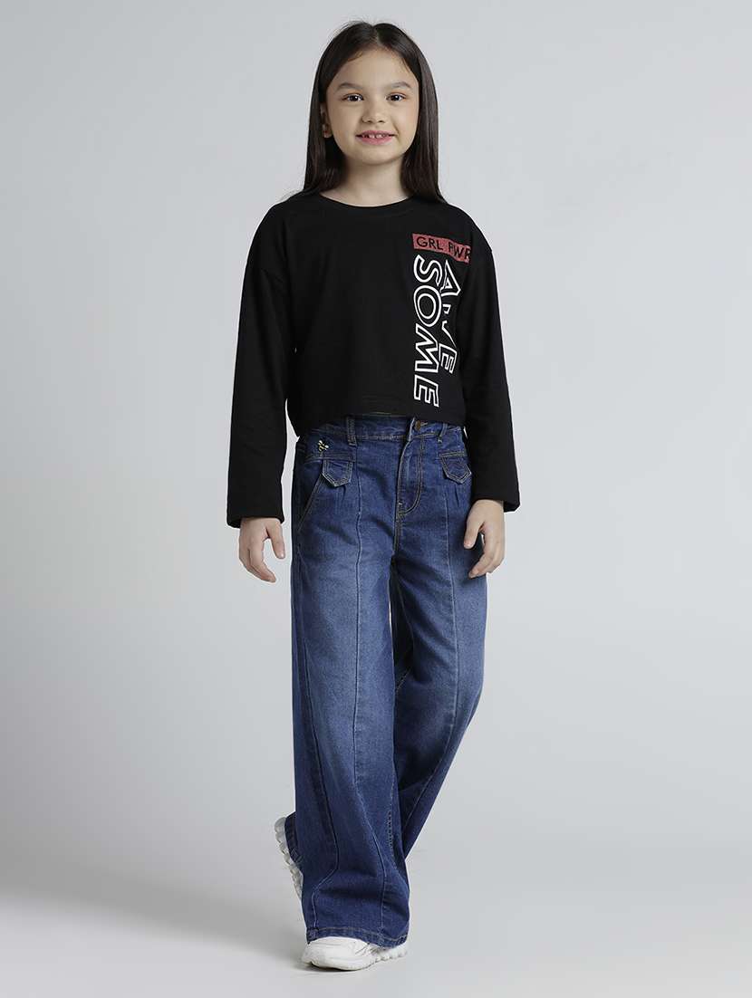 girls solid high rise baggy jean - 22106358 -  Standard Image - 4