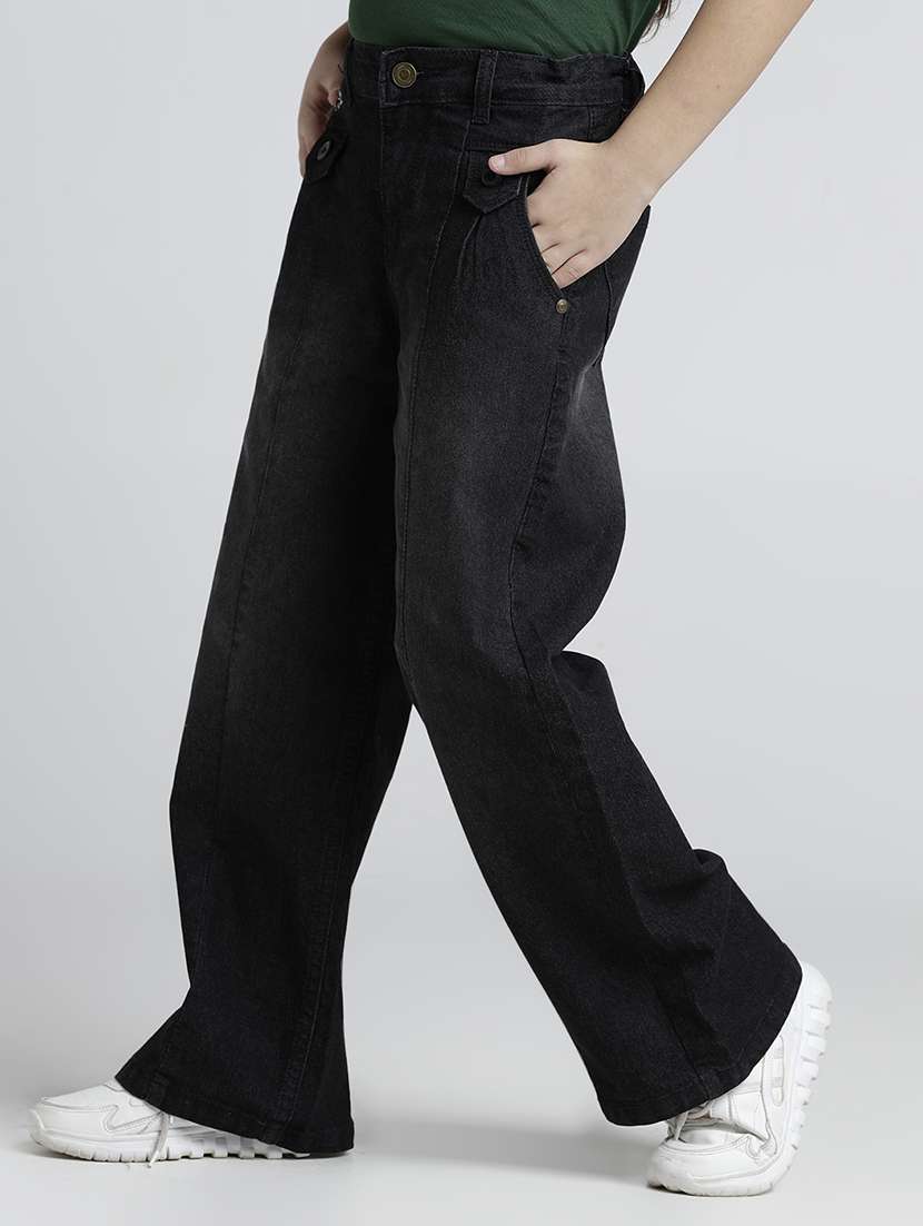 girls solid high rise baggy jean - 22106359 -  Standard Image - 1