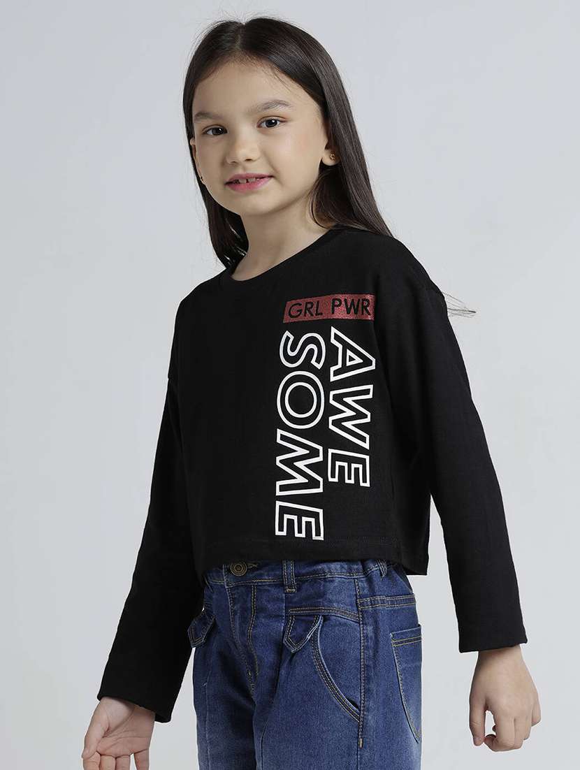 Girls Printed Round Neck Long Sleeve Tee - 22106369 -  Standard Image - 1