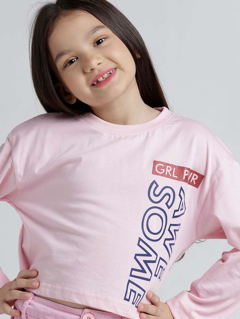 Girls Printed Short Sleeve Crop Tee - 22106370 -  Standard Image - 4