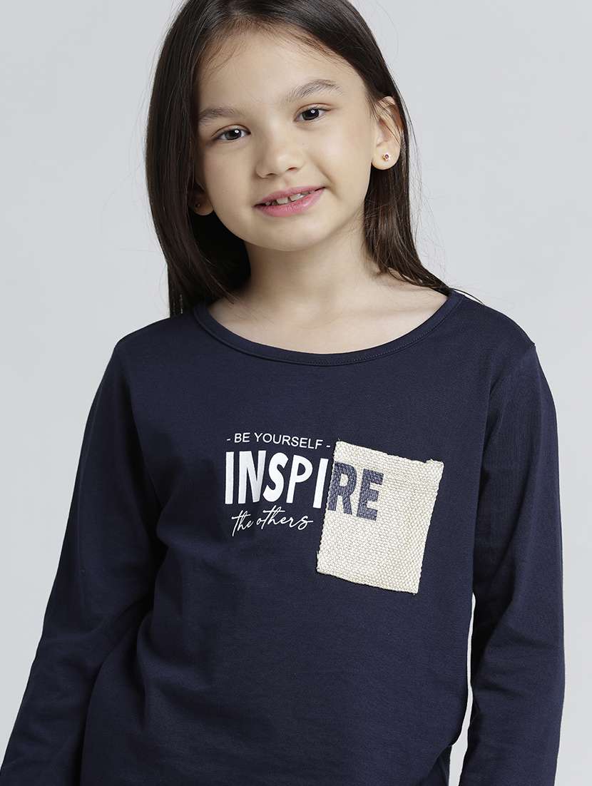girls printed round neck long sleeve tee - 22106372 -  Standard Image - 1