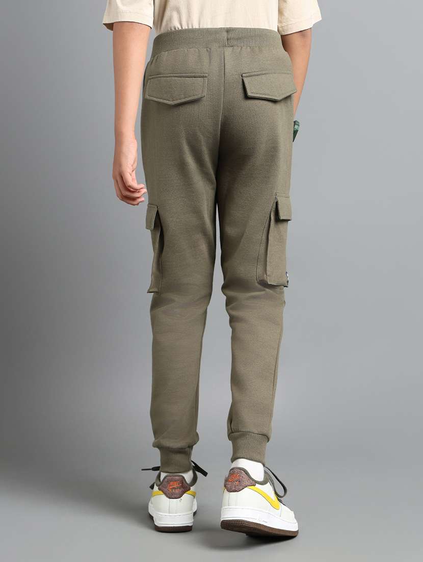 boys solid mid rise cargo jogger - 22106373 - Standard Image - 1