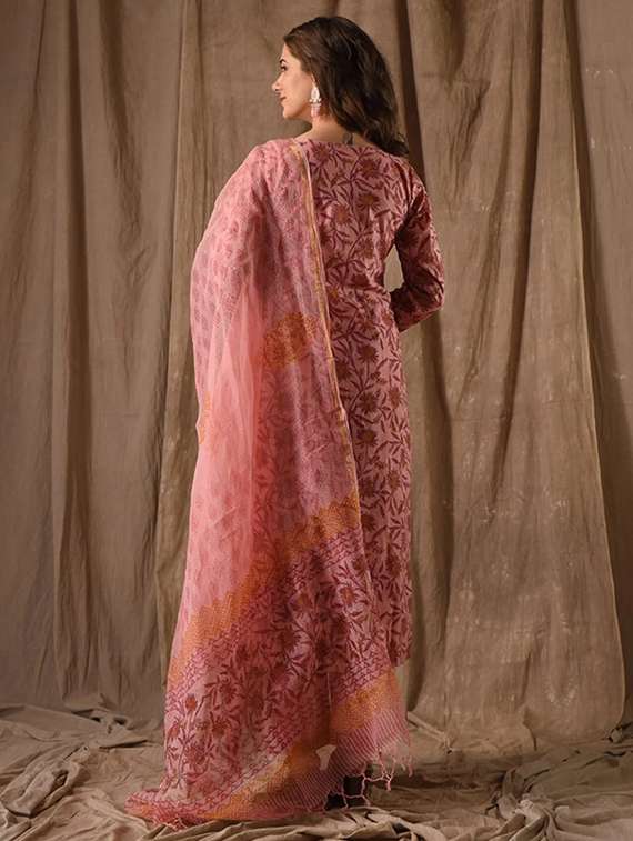 women floral long sleeve kurta pant with dupatta set - 22106401 - Standard Image - 4