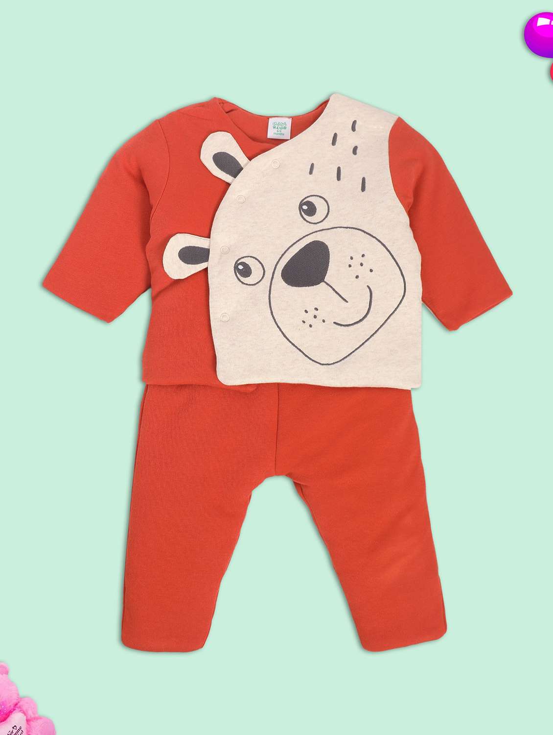 boys printed round neck full length co-ords set