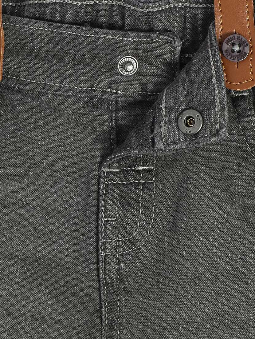 boys solid mid rise slim fit jean with suspender - 22106615 -  Standard Image - 4