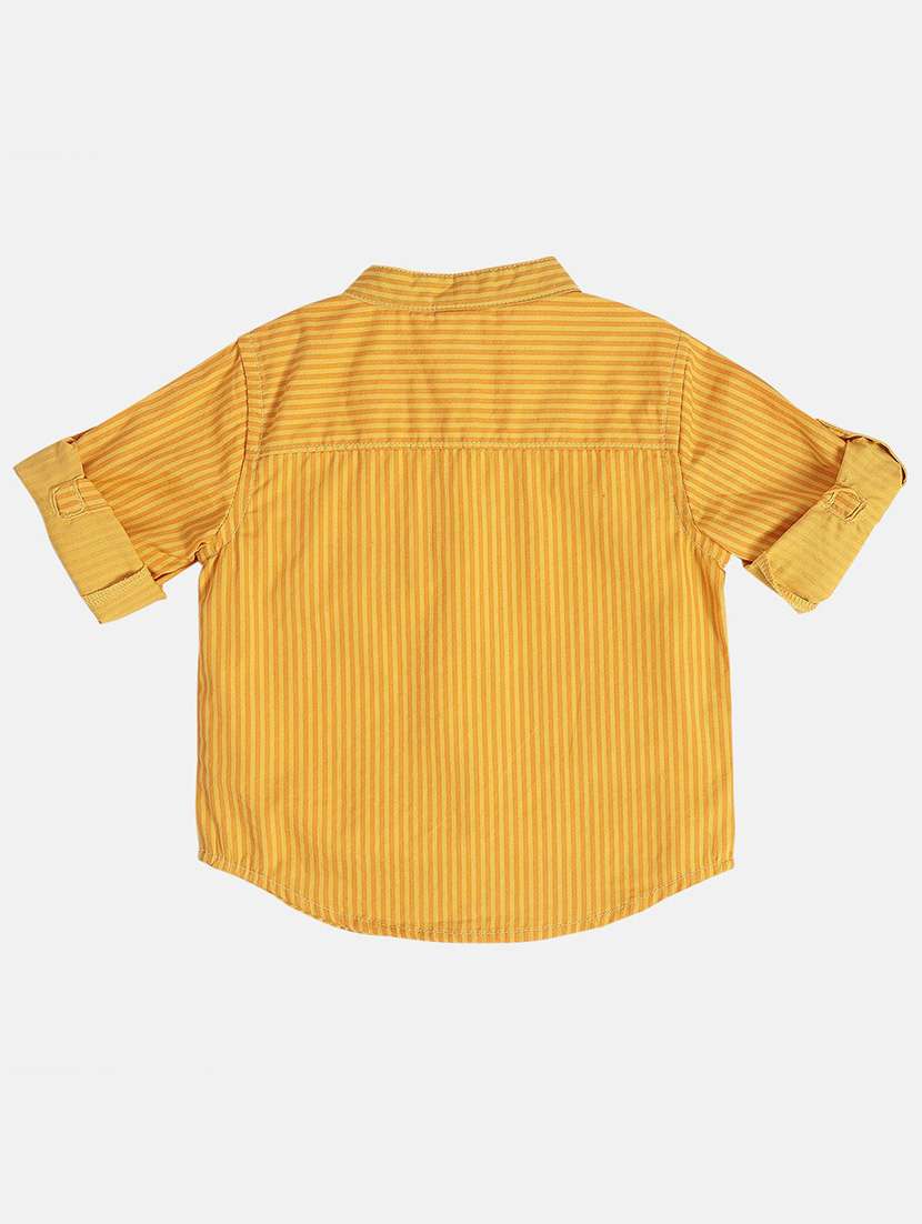 boys striped roll-up sleeve mandarin collar shirt - 22106685 -  Standard Image - 1