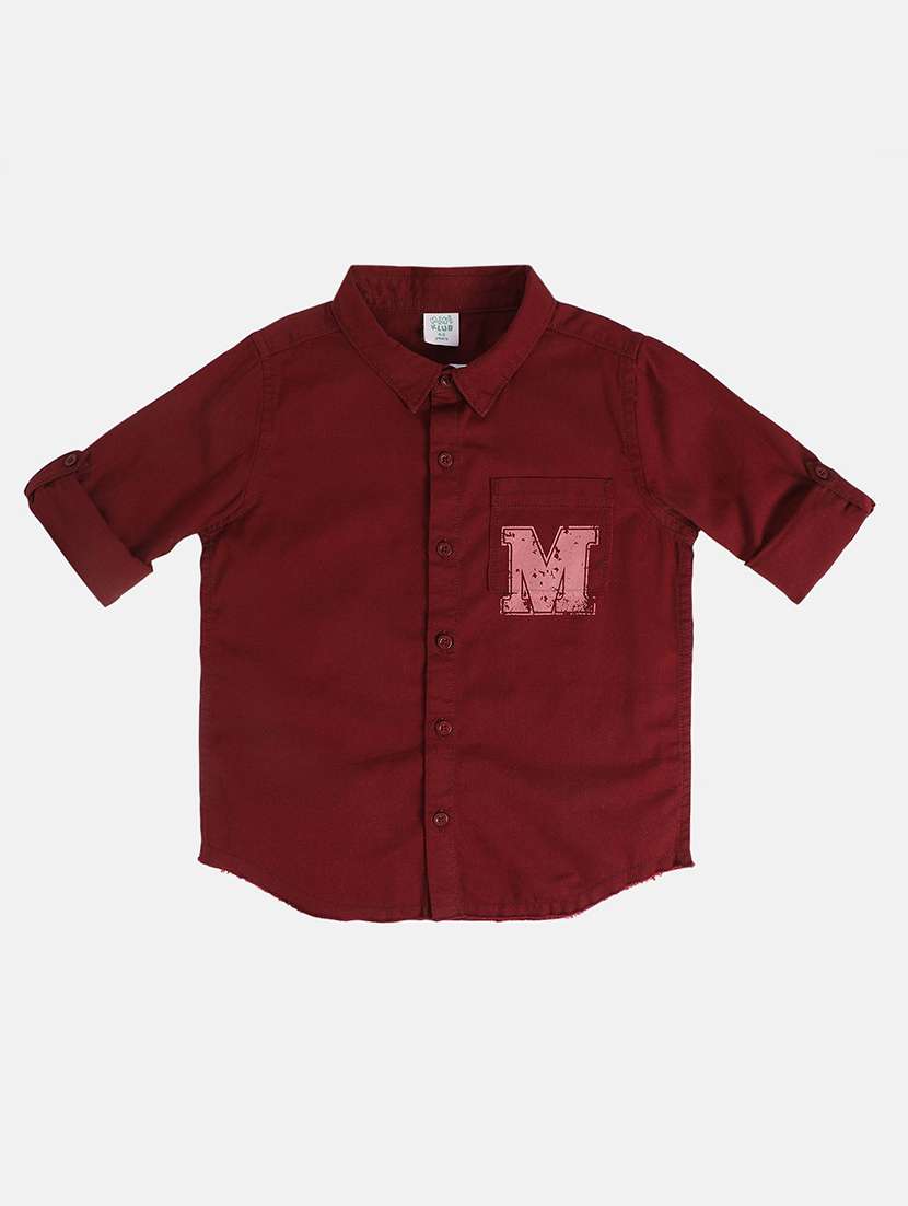 boys solid long sleeve collared shirt