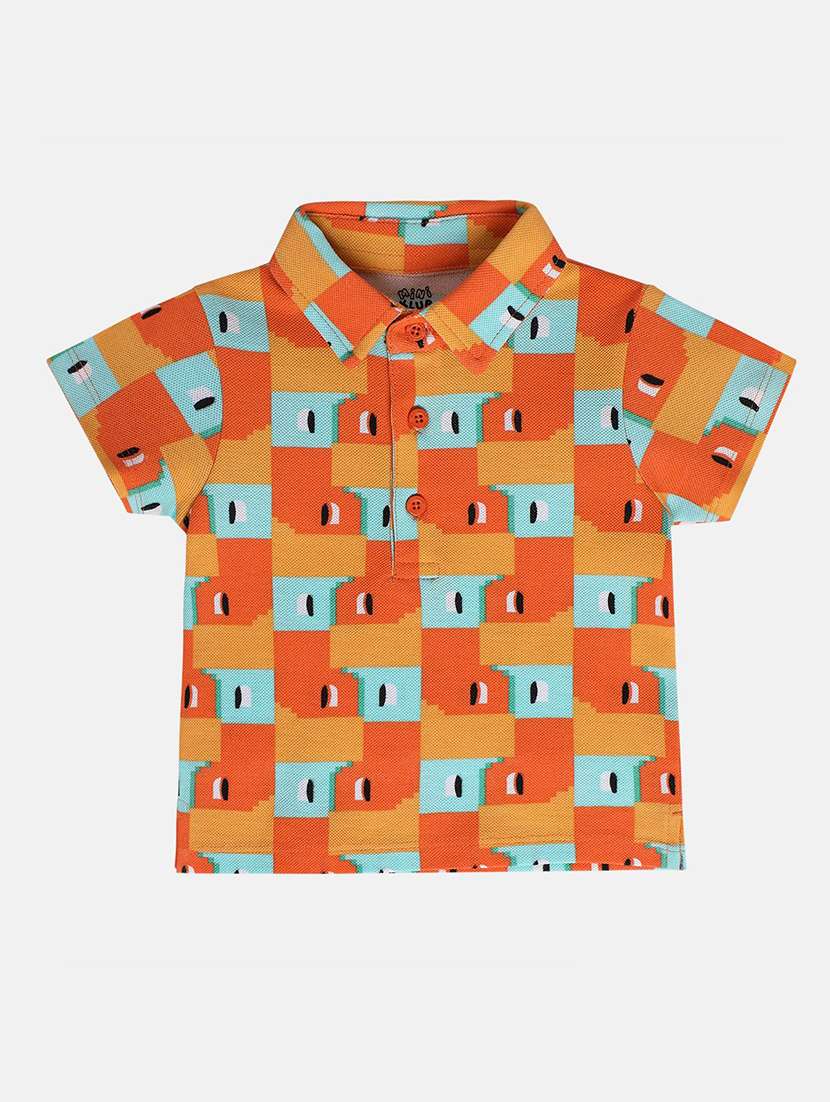 kids geometric short sleeve polo t-shirt - 22107007 -  Standard Image - 1