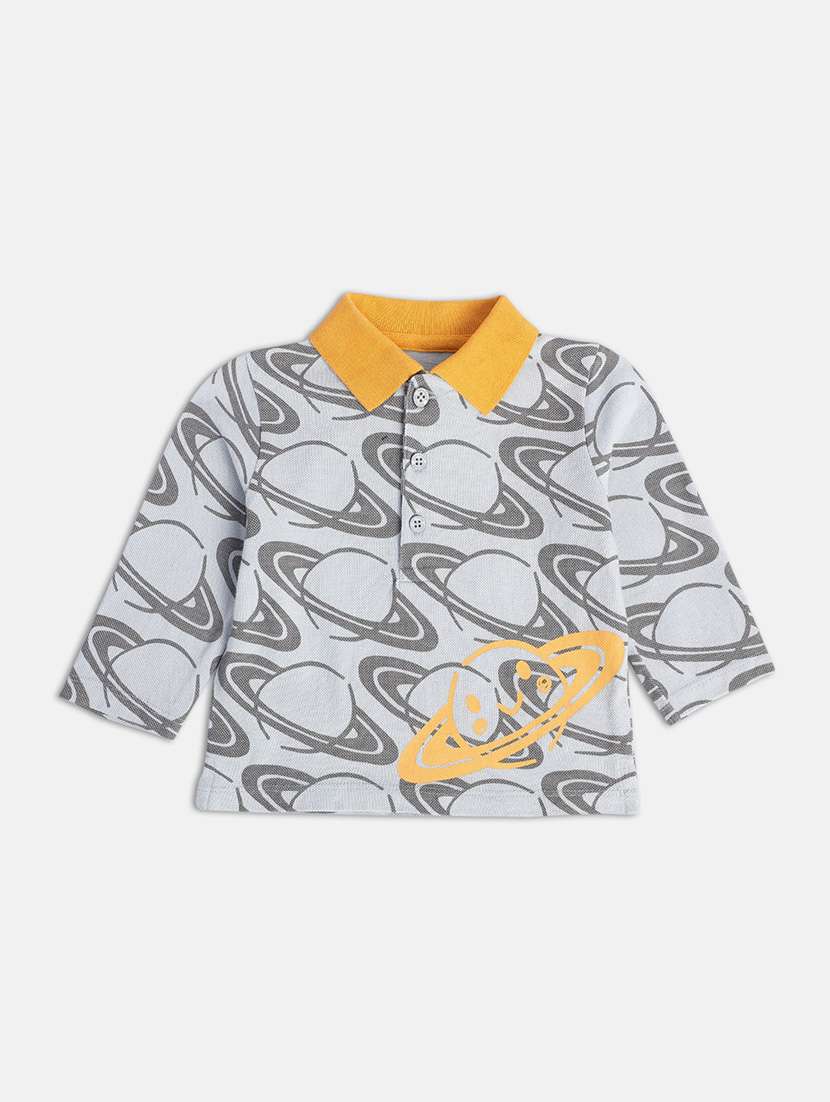 boys printed long sleeve polo t-shirt - 22107034 -  Standard Image - 1