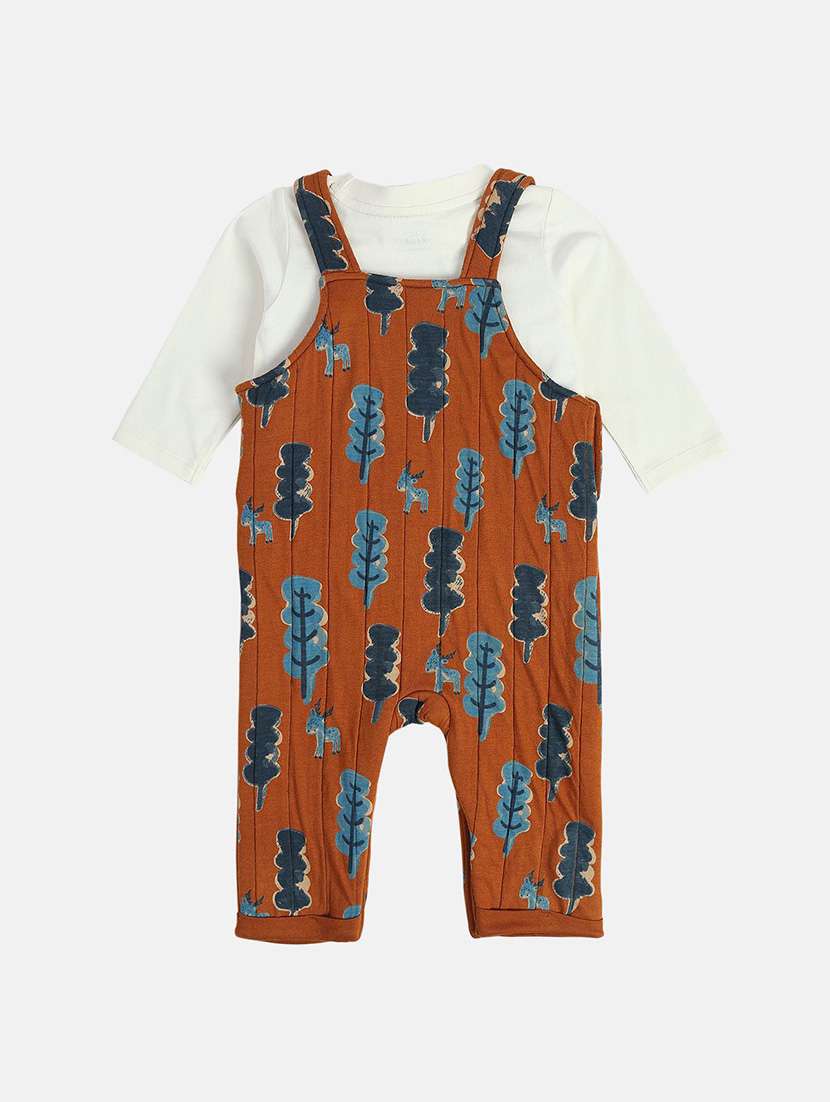 boys printed t-shirt and dungree set - 22107046 -  Standard Image - 1