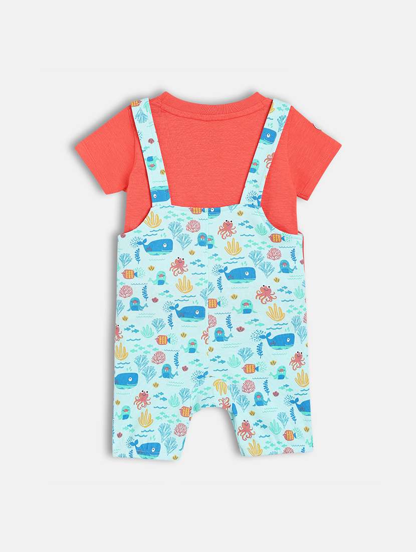 kids printed t-shirt with dungree set - 22107050 -  Standard Image - 1