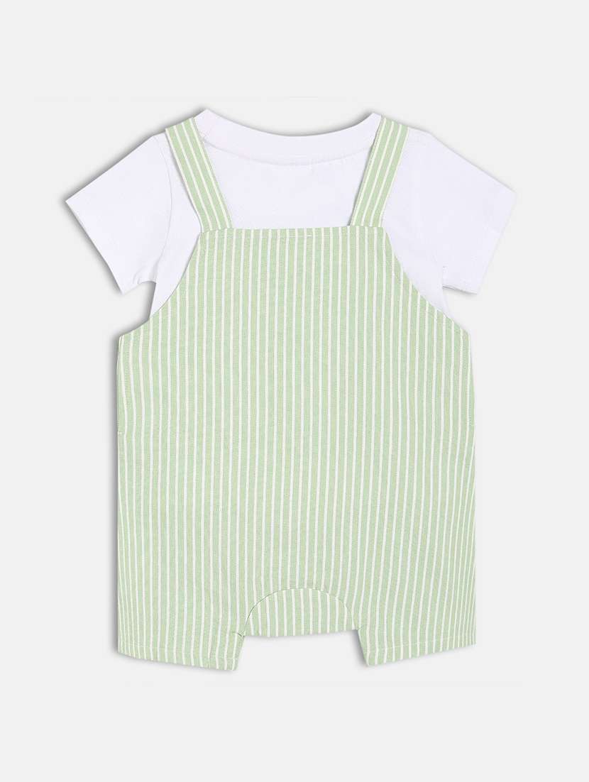 kids striped t-shirt with dungree set - 22107061 -  Standard Image - 1