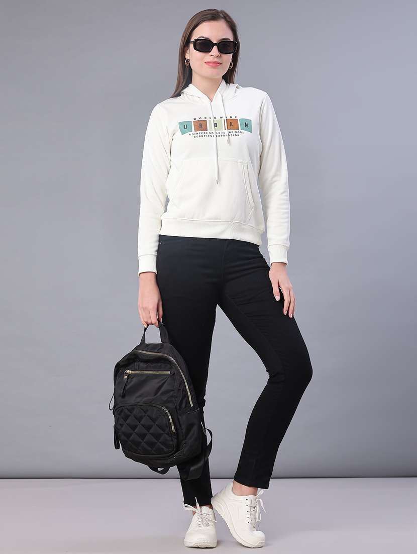 women typographic long sleeve hooded sweatshirt - 22107077 -  Standard Image - 4