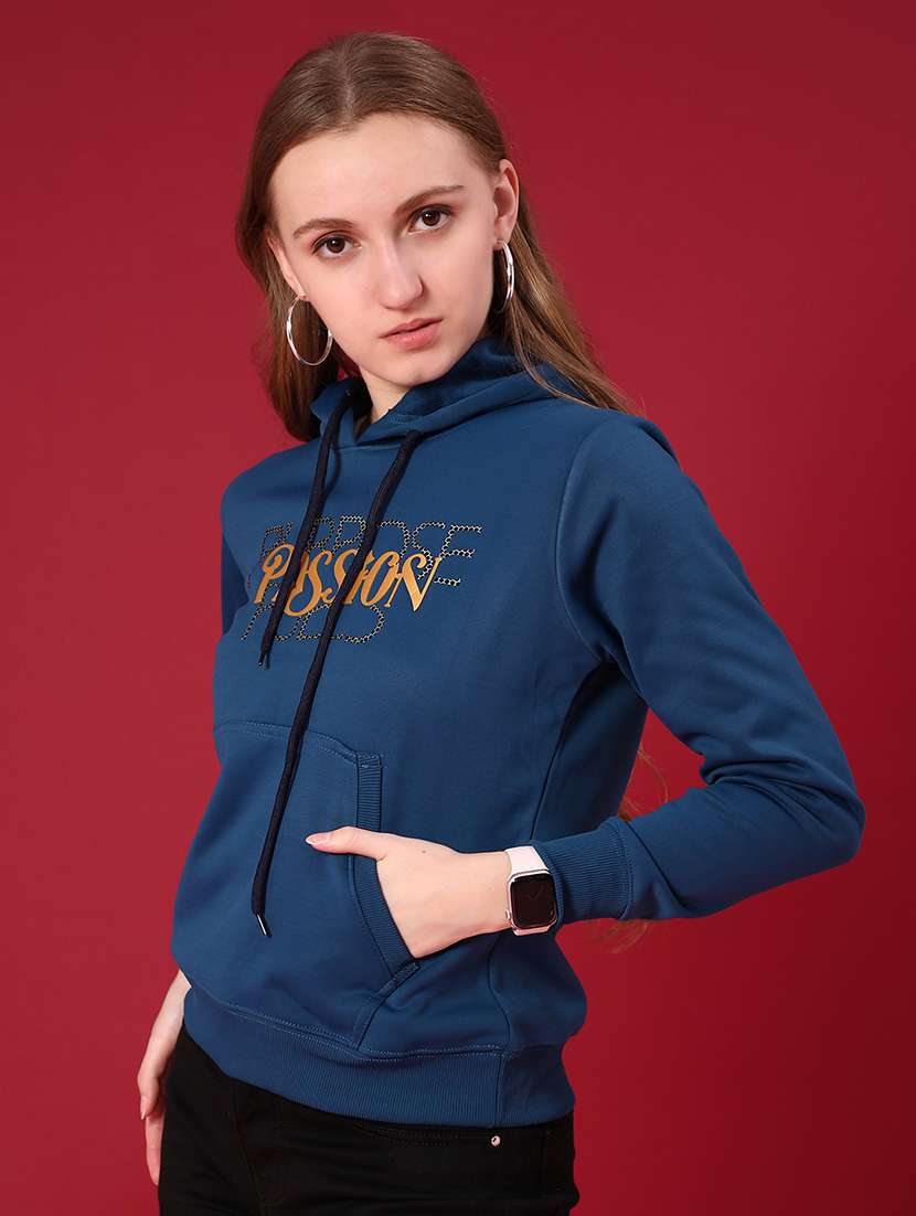 women printed long sleeve hooded sweatshirt - 22107078 -  Standard Image - 1