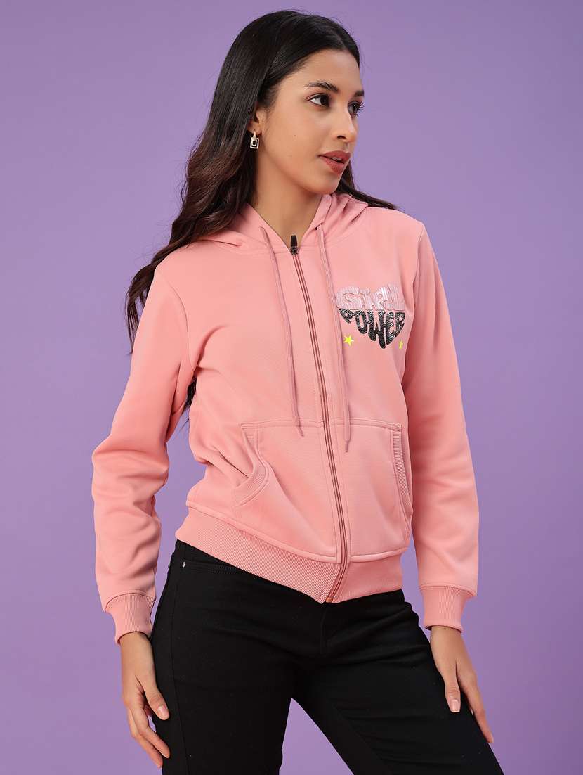 women typographic long sleeve hooded sweatshirt - 22107082 -  Standard Image - 1