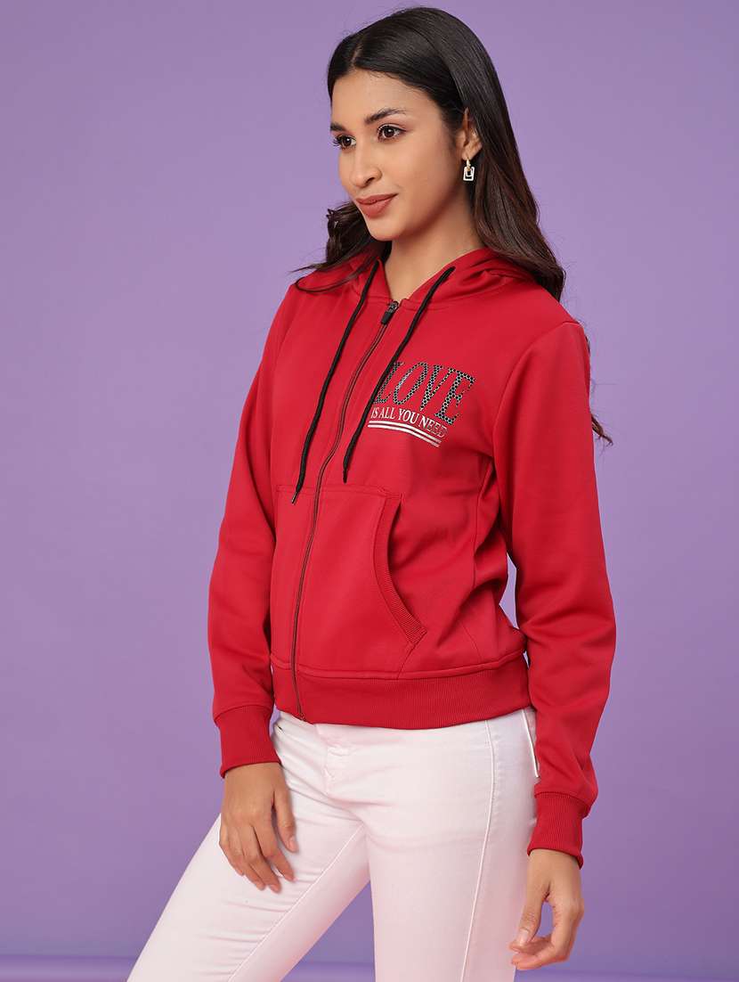 women typographic long sleeve hooded sweatshirt - 22107084 -  Standard Image - 1