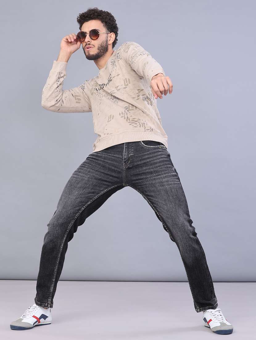 men washed mid rise full length slim fit jeans - 22107141 -  Standard Image - 4