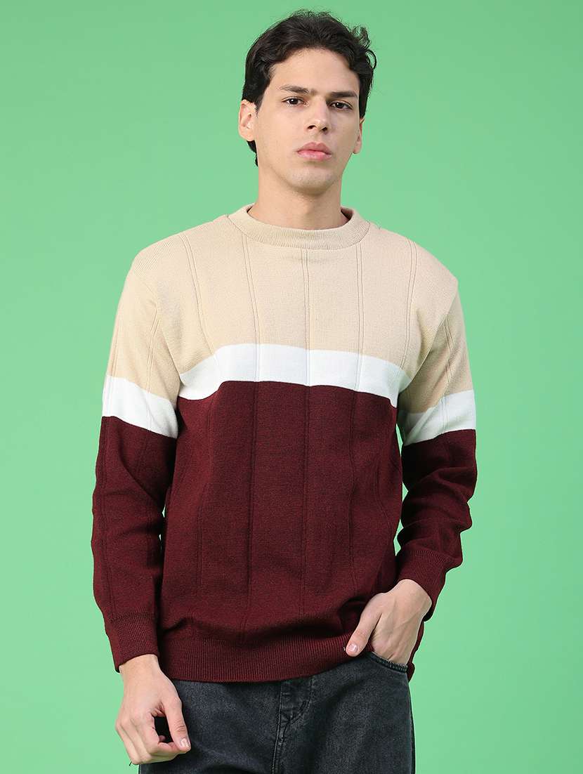 Men Maroon Polyester Pullover - 22107186 -  Standard Image - 1